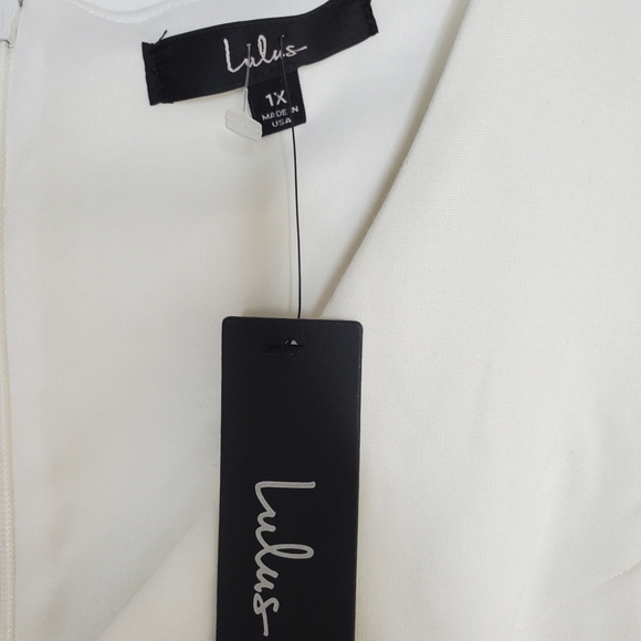 Lulus Bon Apetite Skater White Vneck 1X Dress #188 New - Picture 4 of 7